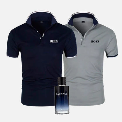 [KAUFEN SIE 1, ERHALTEN SIE 2] Set Mit 2 Polo-Shirts Boss Essential + Sauvage 100ml