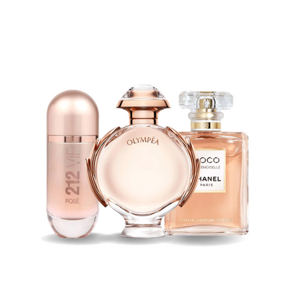 3 Parfüms Combo - 212 VIP Rosé Carolina Herrera,  Olympéa Paco Rabanne et Coco Mademoiselle Chanel